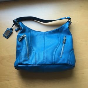 Tignanello Teal Leather Shoulder Bag
